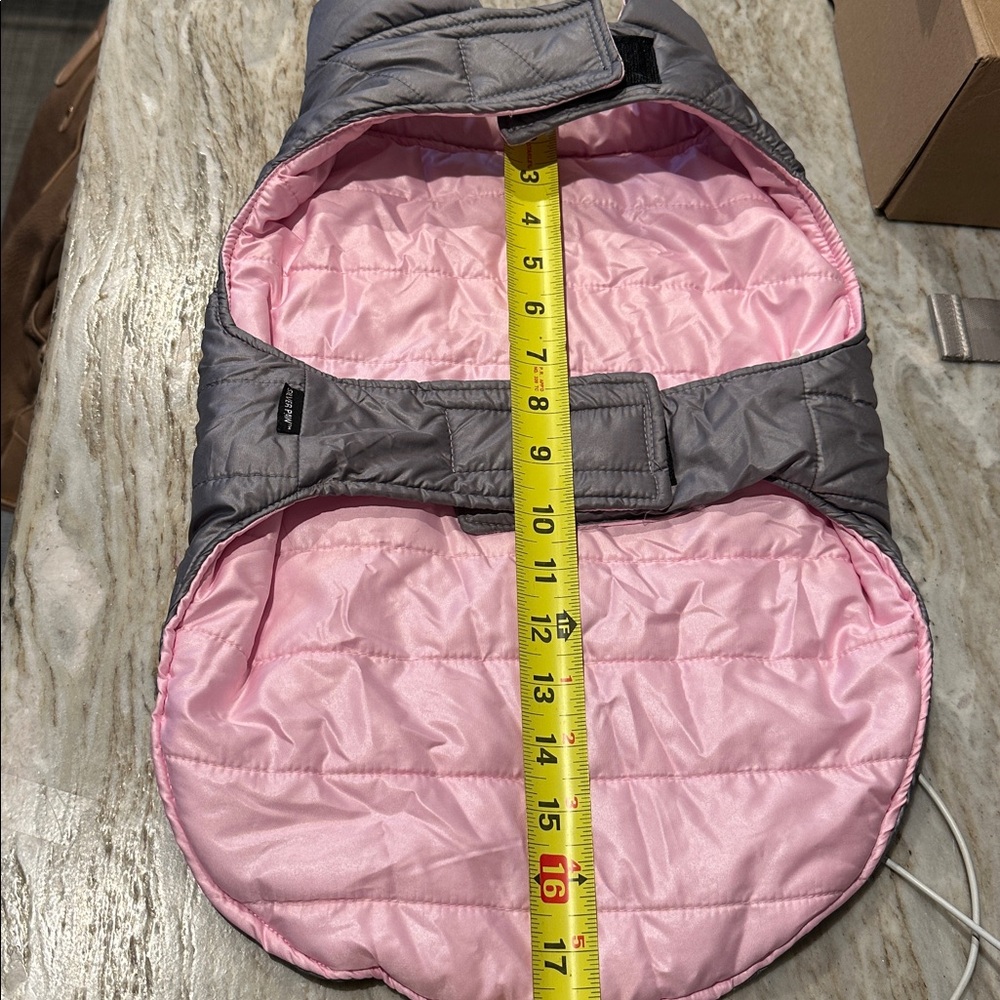 Gray and Pink Quilted Pet Jacket